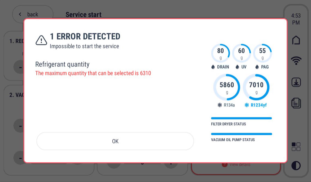 KONFORT 720 TOUCH has automatic functions for the refrigerant recovery and  recycling.